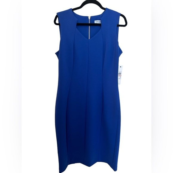 Calvin Klein Size 12 Dress NEW with tag Cobalt Blue Solid Sweetheart Nec… - Picture 9 of 10